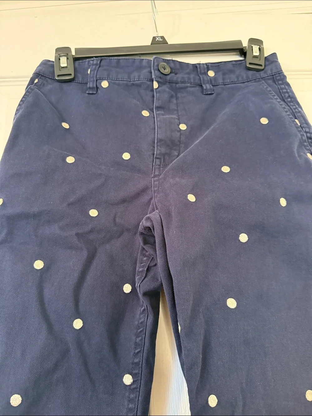 J.Crew Vintage Straight Navy Polka Dot Stretch Chino Pants Size 26 Cropped